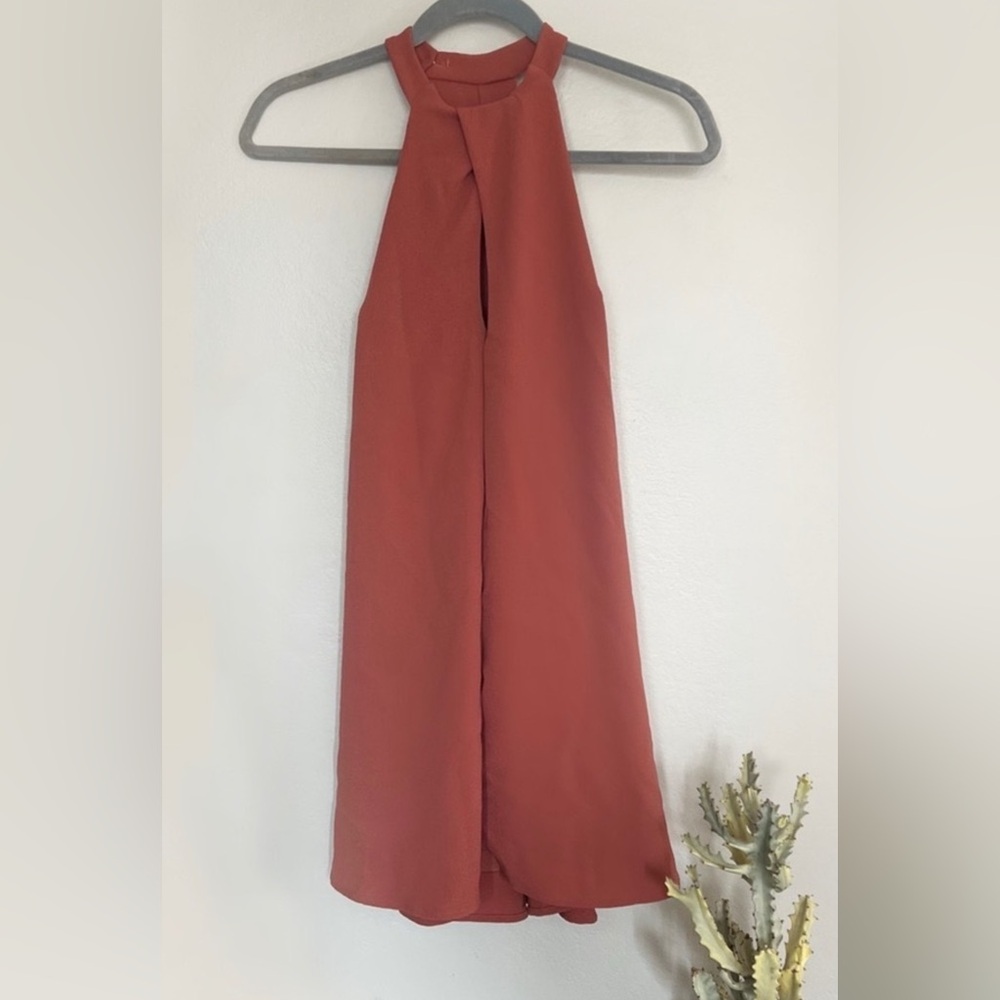 Key Hole Sleeveless Dress in Burnt Orange